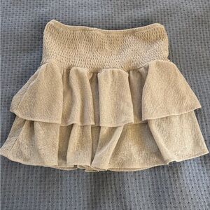 Women’s Tiered Ruffle Skirt in Beige-Size Medium